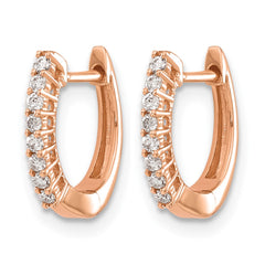 14k Rose Gold Polished Diamond Hinged Hoop Earrings - 5