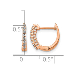 14k Rose Gold Polished Diamond Hinged Hoop Earrings - 5