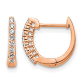 14k Rose Gold Polished Diamond Hinged Hoop Earrings - 5