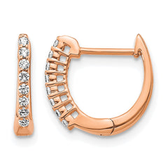 14k Rose Gold Polished Diamond Hinged Hoop Earrings - 5