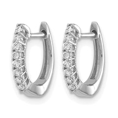 14k White Gold Polished Diamond Hinged Hoop Earrings - 5