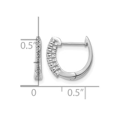 14k White Gold Polished Diamond Hinged Hoop Earrings - 5