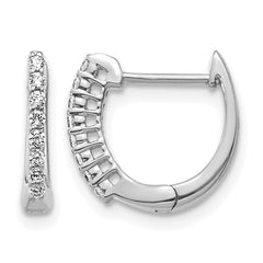 14k White Gold Polished Diamond Hinged Hoop Earrings - 5