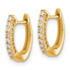 14k Gold Polished Diamond Hinged Hoop Earrings - 2