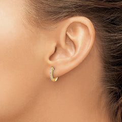 14k Gold Polished Diamond Hinged Hoop Earrings - 2