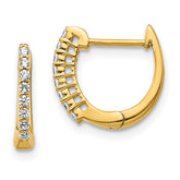 14k Gold Polished Diamond Hinged Hoop Earrings - 2