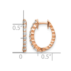 14k Rose Gold AA Diamond Hinged Hoop Earrings - 3