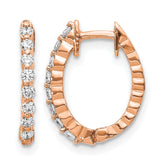 14k Rose Gold AA Diamond Hinged Hoop Earrings - 3