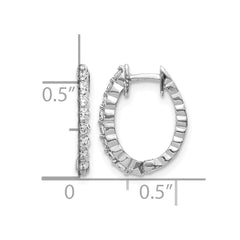 14k White Gold AA Diamond Hinged Hoop Earrings - 7