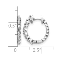 14k White Gold AA Diamond Hinged Hoop Earrings - 8