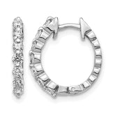 14k White Gold AA Diamond Hinged Hoop Earrings - 8