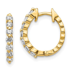 14k AA Diamond Hinged Hoop Earrings - 4