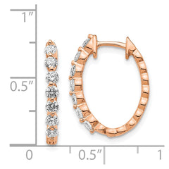 14k Rose Gold AA Diamond Hinged Hoop Earrings - 2
