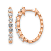 14k Rose Gold AA Diamond Hinged Hoop Earrings - 2