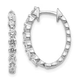14k White Gold AA Diamond Hinged Hoop Earrings - 2