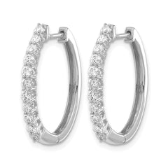 14k White Gold Diamond Hinged Hoop Earrings - 59