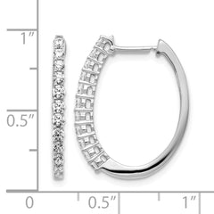 14k White Gold Diamond Hinged Hoop Earrings - 59