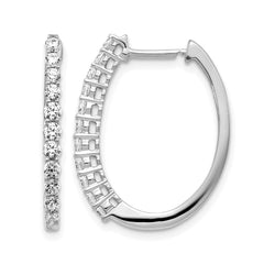 14k White Gold Diamond Hinged Hoop Earrings - 59