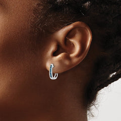 14k White Gold Diamond 3mm Hinged Hoop Earrings