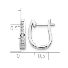 14k White Gold Diamond 3mm Hinged Hoop Earrings