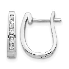 14k White Gold Diamond 3mm Hinged Hoop Earrings