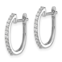 14k White Gold Diamond 1.3mm Hinged Hoop Earrings