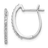 14k White Gold Diamond 1.3mm Hinged Hoop Earrings