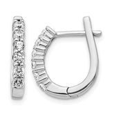 14k White Gold Diamond Hinged Hoop Earrings - 18