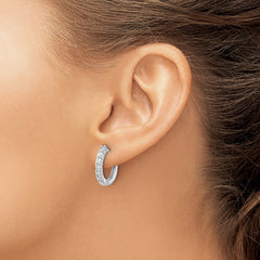 14k White Gold Diamond Hinged Hoop Earrings