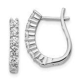 14k White Gold Diamond Hinged Hoop Earrings - 7
