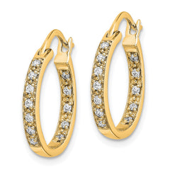 14k Diamond In/Out Hoop Earrings - 2