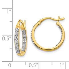 14k Diamond In/Out Hoop Earrings - 2