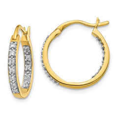 14k Diamond In/Out Hoop Earrings - 2