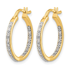 14k Diamond In/Out Hoop Earrings - 4