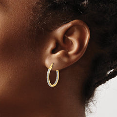 14k Diamond In/Out Hoop Earrings - 4