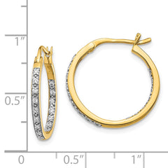 14k Diamond In/Out Hoop Earrings - 4