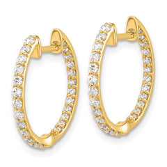 14k Diamond In/Out Hinged Hoop Earrings - 2