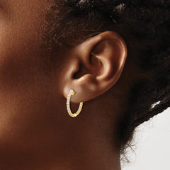 14k Diamond In/Out Hinged Hoop Earrings - 2