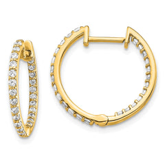 14k Diamond In/Out Hinged Hoop Earrings - 2