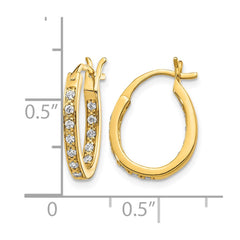 14k Diamond In/Out Hoop Earrings - 7