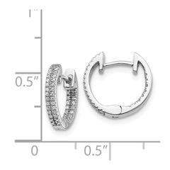 14k White Gold In/Out Diamond Hinged Hoop Earrings