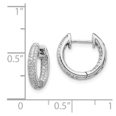 14k White Gold Diamond Hinged Hoop Earrings - 56