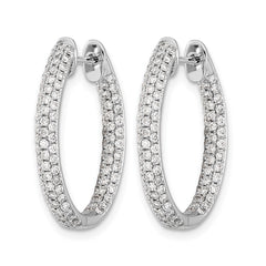 14k White Gold Diamond In/Out Hinged Hoop Earrings - 6