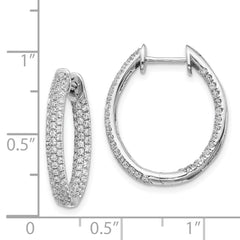 14k White Gold Diamond In/Out Hinged Hoop Earrings - 6