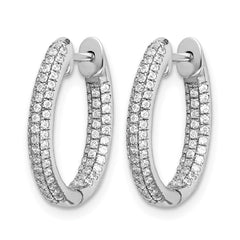 14k White Gold Diamond In/Out Hinged Hoop Earrings - 7