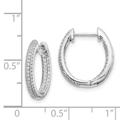 14k White Gold Diamond In/Out Hinged Hoop Earrings - 7