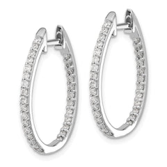 14k White Gold In/Out Diamond Hinged Hoop Earrings - 2