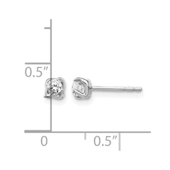 14k White Gold Diamond Post Earrings - 5
