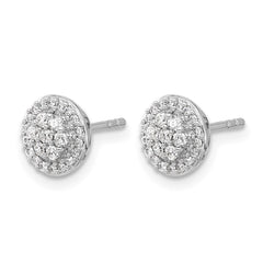 14k White Gold Diamond Cluster Earrings - 2