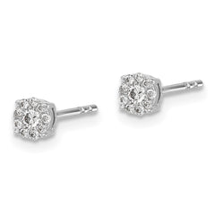 14k White Gold Diamond Cluster Post Earrings - 4